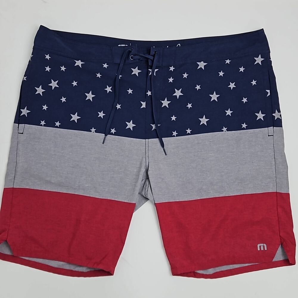 Travis Mathew USA Stars Stripes Swim Board Shorts MINOR FLAWS | Men's 42